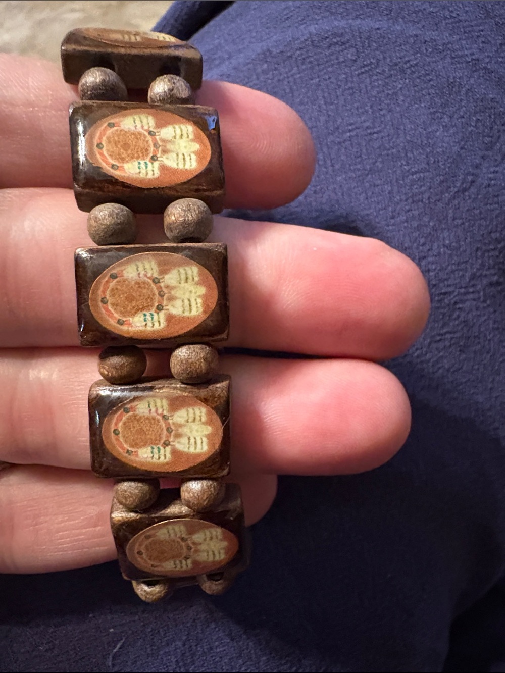 Vintage Handcrafted Brown Wooden Dream CatcherBracelet
